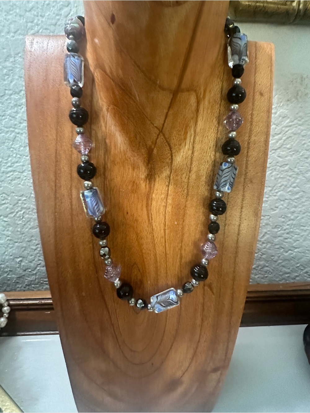 Purple and Black Glass Bead Necklace